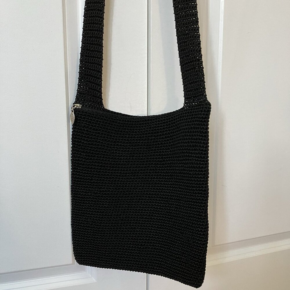 Y2K Old Navy Black Crossbody‎ Bag Woven Macrame Cotton Hippie 2000 Boho